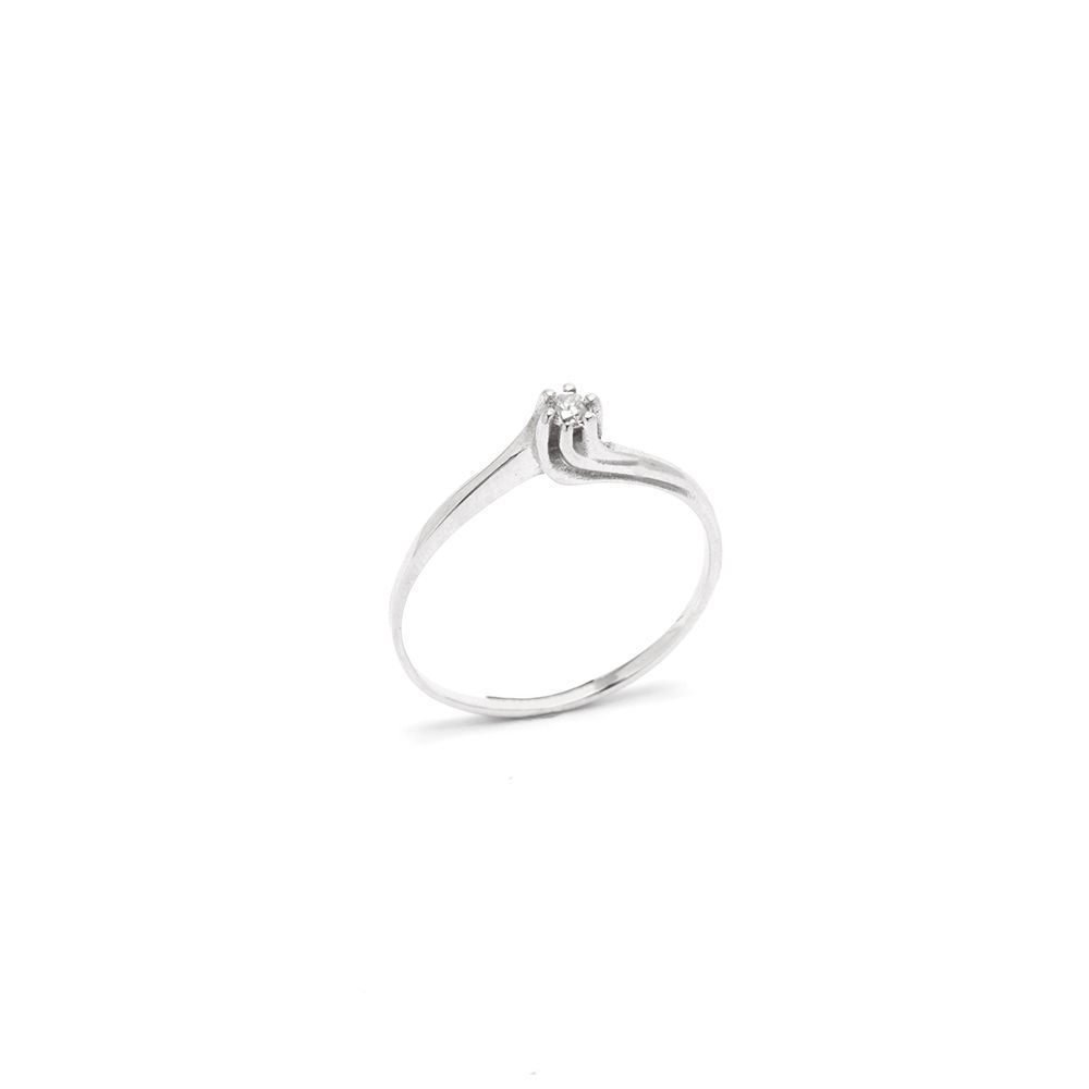 Anel Solit�rio Torcido em Ouro 18 Kilates - 20544